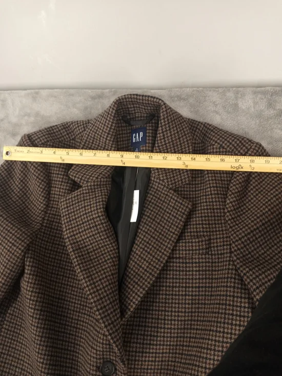 GAP Women's Brown Houndstooth 100% Wool  Blazer Jacket Size Small Tall NWT - Picture 6 of 11